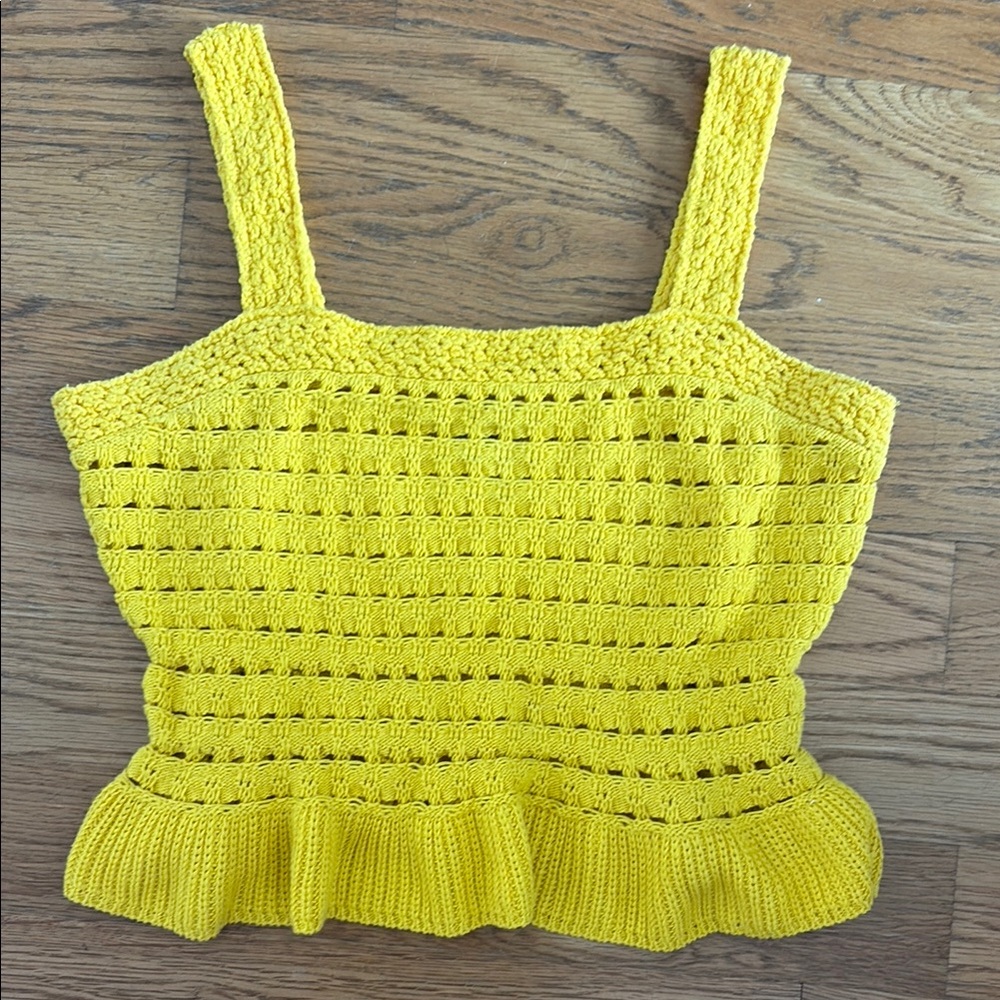 J. Crew Yellow Crochet Sweater Tank